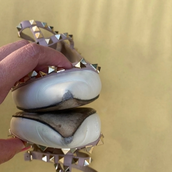 Authentic Valentino Rockstud Leather Sandals Flats White - Picture 5 of 8